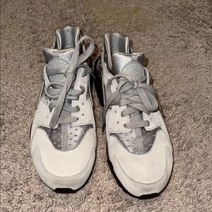 Gray suede Nike Huarches